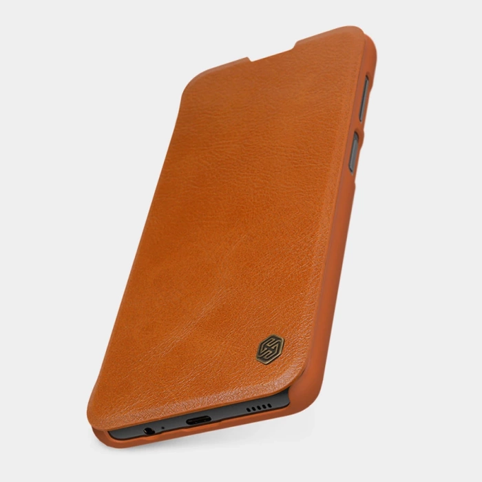 Nillkin Qin Case etui do Xiaomi Redmi Note 11 Pro+ (China) / Redmi Note 11 Pro (China) / Mi11i HyperCharge osłona na aparat kabura pokrowiec obudowa z klapką brązowy