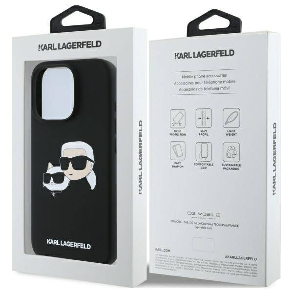 Etui Karl Lagerfeld iPhone 16 Pro Max czarny/black HC MagSafe Sil Double Heads Print