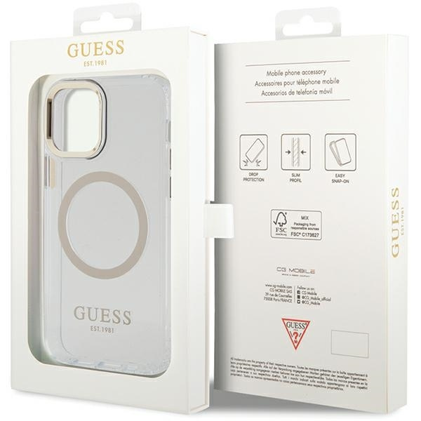 Etui Guess GUHMP12MHTRMD iPhone 12/12 Pro 6.1" złoty/gold hardcase Metal Outline Magsafe Case