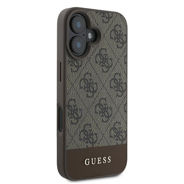 Etui Guess iPhone 16 Plus brązowy/brown HC PC/TPU 4G PU Bottom Stripe