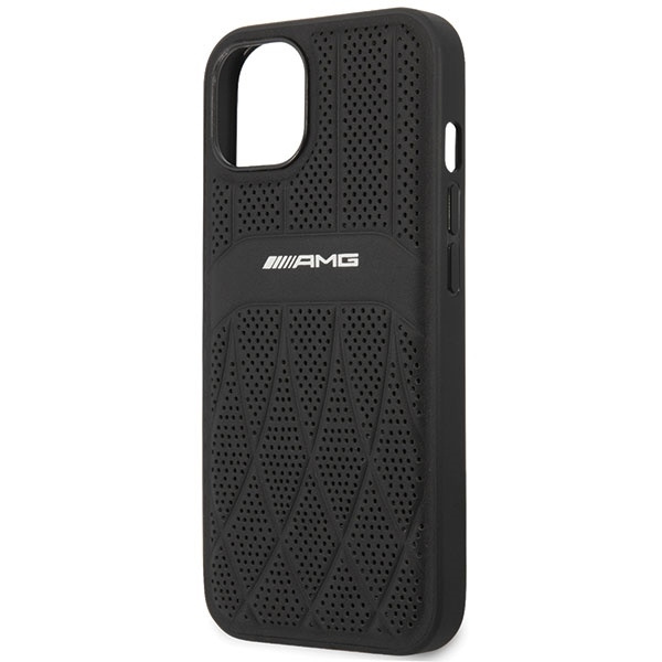 Etui Amg Amhcp13mosdbk iPhone 13 6.1" Czarny/black Hardcase Leather Curved Lines Case