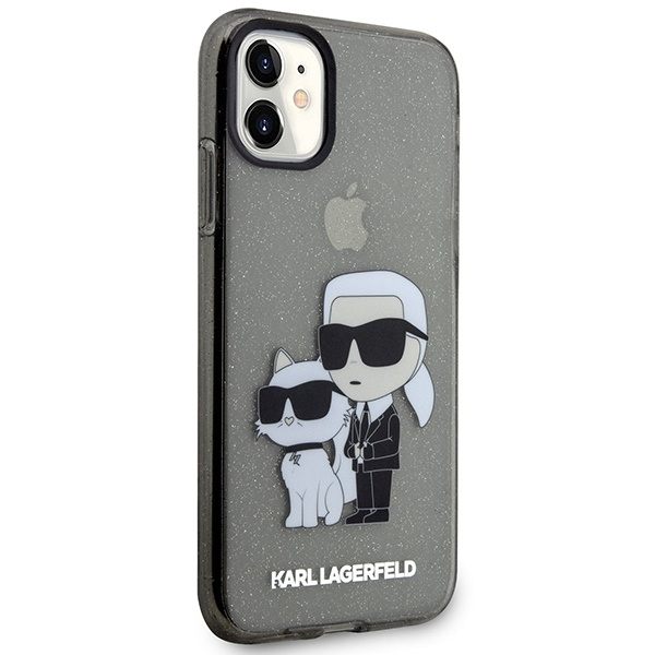 Etui Karl Lagerfeld iPhone 11 6,1" czarny/black hardcase Gliter Karl&Choupette