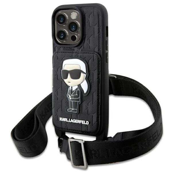 Etui Karl Lagerfeld KLHCP14LCSAKHPKK iPhone 14 Pro 6.1" hardcase czarny/black Crossbody Saffiano Monogram Ikonik Case