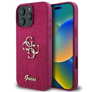 Etui Guess iPhone 16 Pro fioletowy/purple hardcase Glitter Script Big 4G