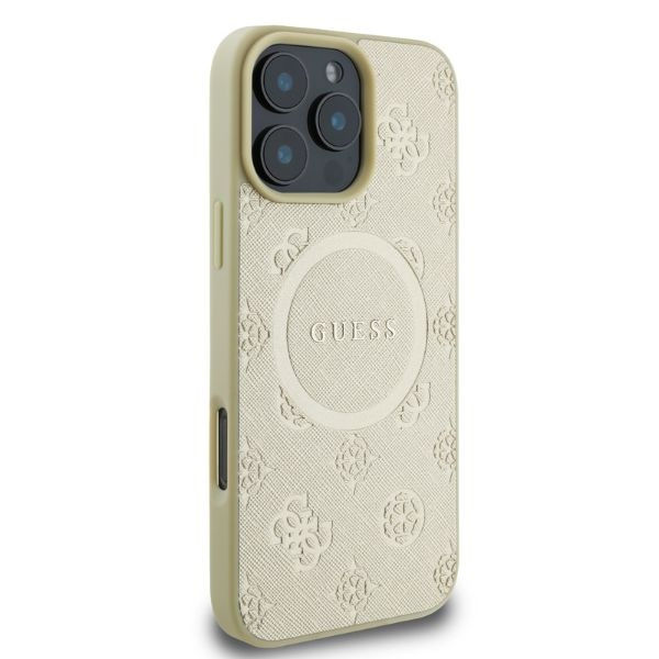 Etui Guess iPhone 16 Pro 6,3"złoty/gold HC MagSafe Safiano Peony Classic Logo