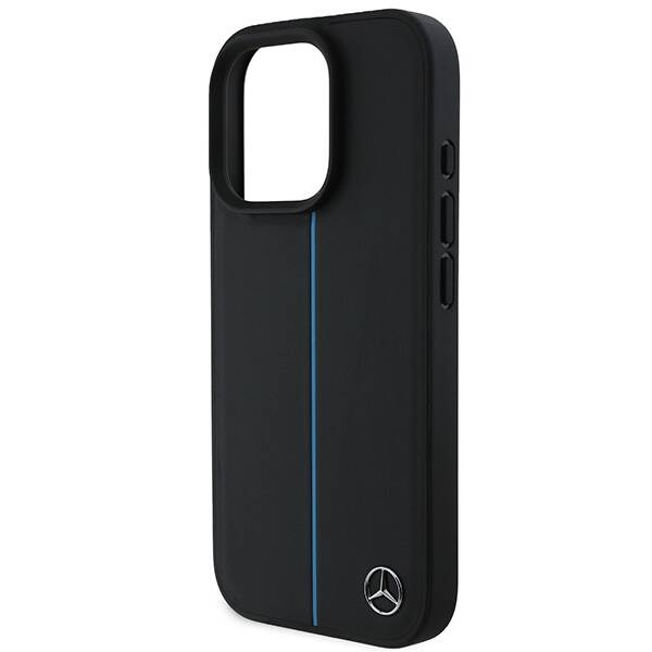 Etui Mercedes iPhone 16 Pro  6.3" czarny/black hardcase MB Blue Line Leather MagSafe