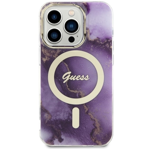 Etui Guess GUHMP14LHTMRSU iPhone 14 Pro 6.1" purpurowy/purple hardcase Golden Marble MagSafe Case