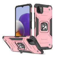 Wozinsky Ring Armor pancerne hybrydowe etui pokrowiec + magnetyczny uchwyt Samsung Galaxy A22 4G różowy