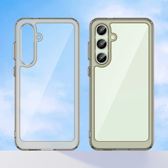 Etui silikonowe Outer Space Case z żelową ramką do Samsung Galaxy S24 FE - przezroczysto-czarne