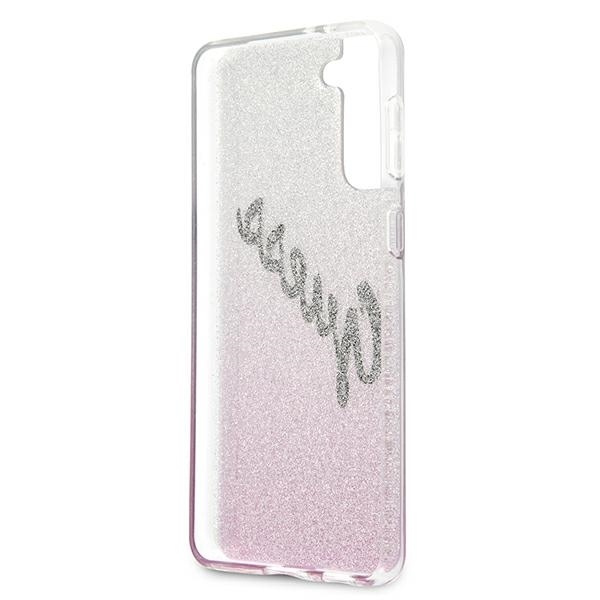 Etui GUESS Samsung Galaxy S21 Plus Glitter Gradient Script Różowy Hardcase