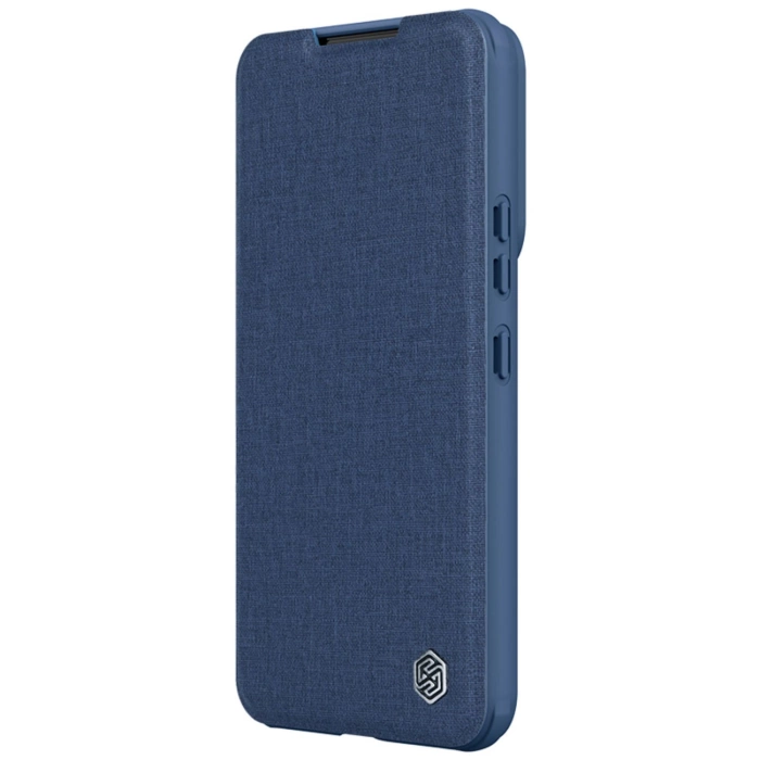 Nillkin Qin Cloth Pro Case etui Samsung Galaxy S23+ pokrowiec z klapką osłona na aparat niebieskie