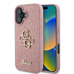 Etui Guess iPhone 16 Plus różówy/pink HC Fixed Glitter Big 4G