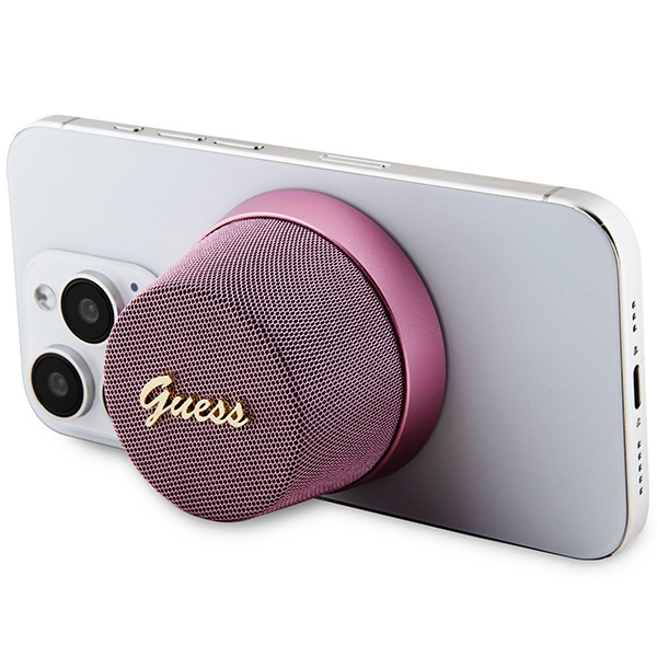 Guess głośnik Bluetooth GUWSC3ALSMP Speaker Stand różowy/pink Magnetic Script Metal