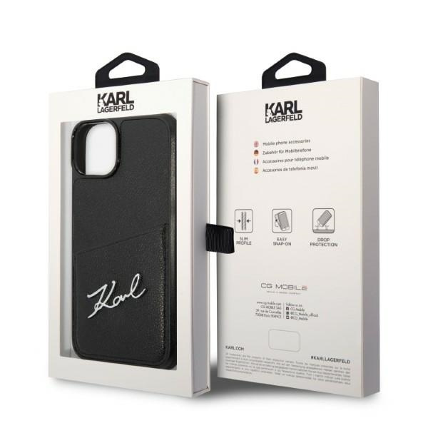 Etui KARL LAGERFELD Apple iPhone 14 Plus Signature Logo Cardslot Czarny Hardcase