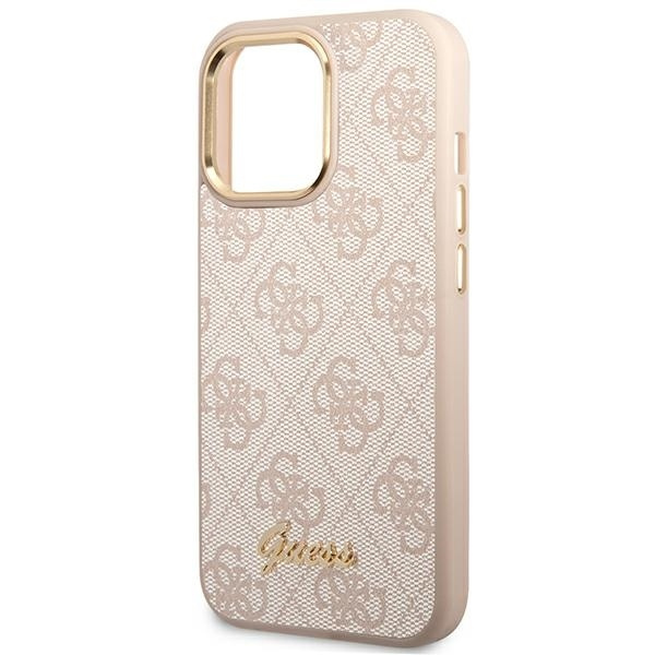 Etui GUESS Apple iPhone 14 Pro 4G Vintage Gold Logo Różowy Hardcase