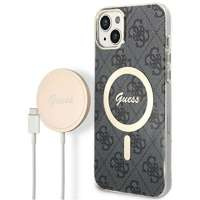 Zestaw Etui Guess Case+ Charger iPhone 14 Plus 6,7" czarny/black hard case 4G Print MagSafe