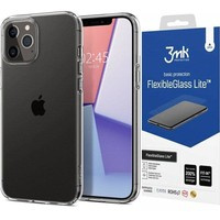 SPIGEN Liquid Crystal iPhone 12 / 12 Pro Etui Crystal Clear Przeźroczyste Case + Szkło 3MK Flexible Glass Lite