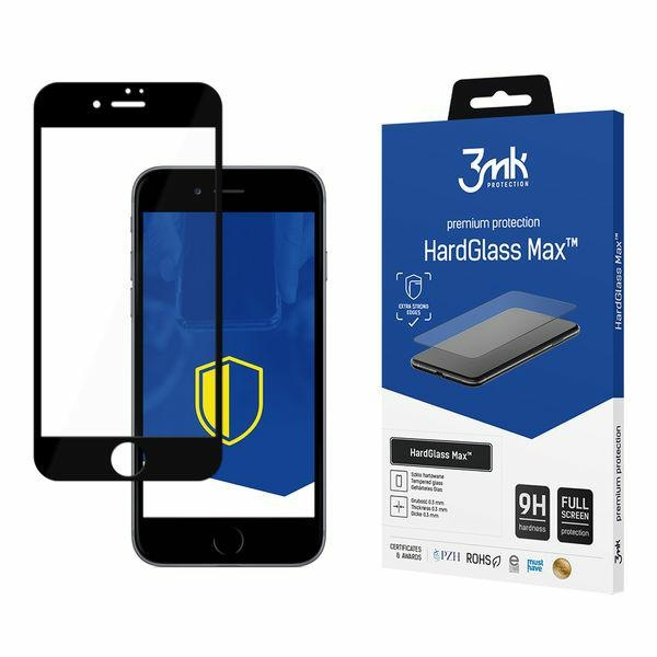 Szkło Hartowane 3MK HardGlass Max do iPhone 7 8 Plus Czarne