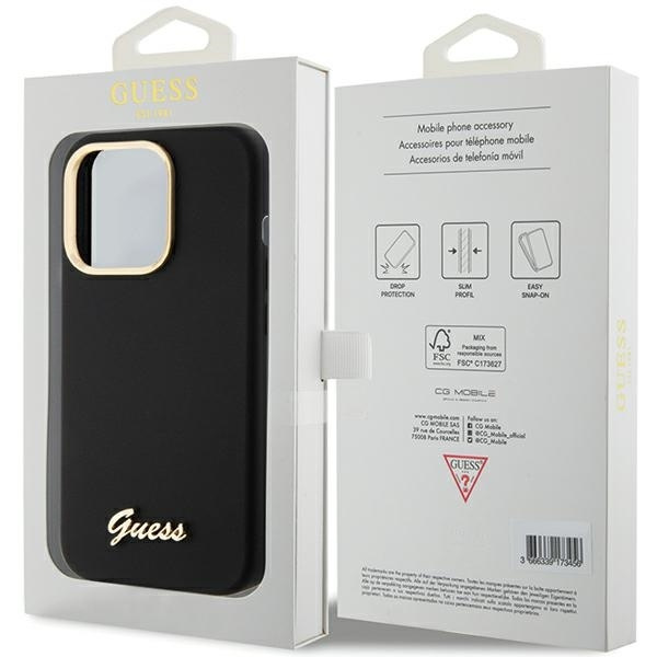 Etui Guess GUHCP15XSMBSLK iPhone 15 Pro Max 6.7" czarny/black hardcase Silicone Script Metal Logo & Frame Case