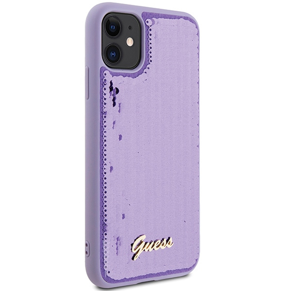 Etui Guess GUHCN61PSFDGSU iPhone 11 / Xr 6.1" fioletowy/purple hardcase Sequin Script Metal Case