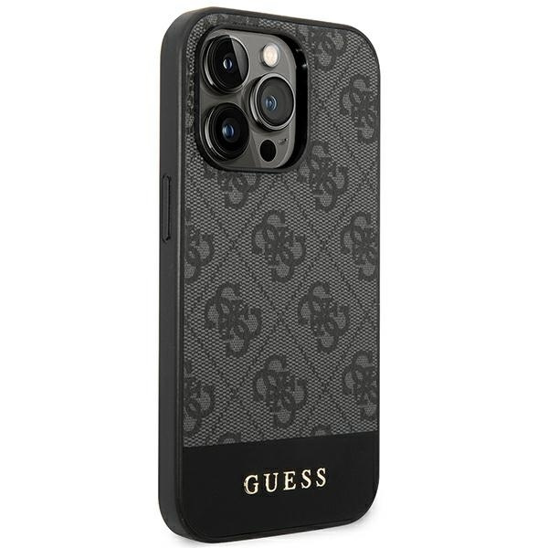 ETUI Guess iPhone 14 Pro 6,1" szary/grey hard case 4G Stripe Collection