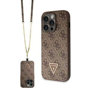 Etui Guess GUHCP14XP4TDSCPW iPhone 14 Pro Max 6.7" brązowy/brown hardcase Crossbody 4G Metal Logo Case