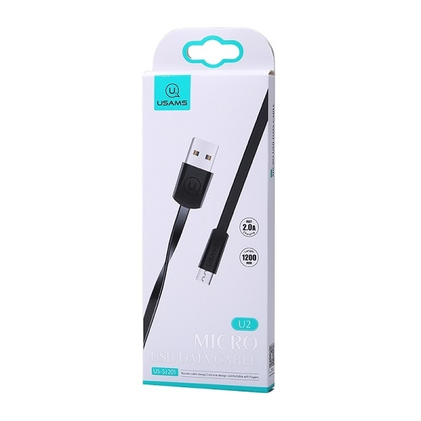 Kabel Płaski USAMS MicroUSB 1,2m U2 SJ201MIC01 US-SJ201 Czarny