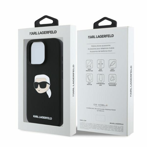 Etui Karl Lagerfeld iPhone 16 Pro Max czarny/black HC MagSafe Sil KL Head Print