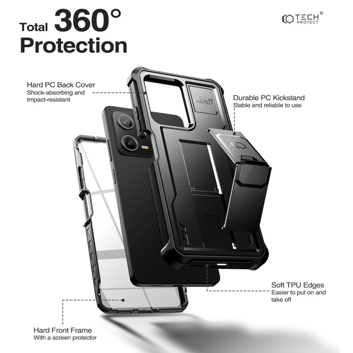 Etui Tech-protect Kevlar Pro Xiaomi Redmi Note 12 Pro 5G / Poco X5 Pro 5G Black Case