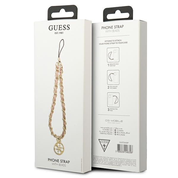 Zawieszka GUESS Phone Strap Chain Metal 4G Charm Różowy