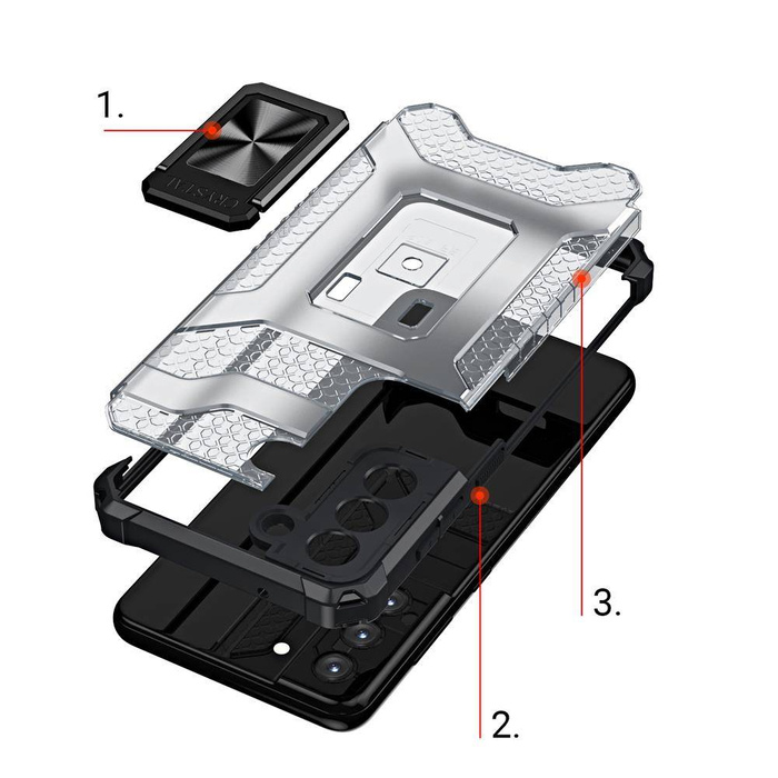 Crystal Ring Case pancerne hybrydowe etui pokrowiec + magnetyczny uchwyt Samsung Galaxy S22+ (S22 Plus) niebieski