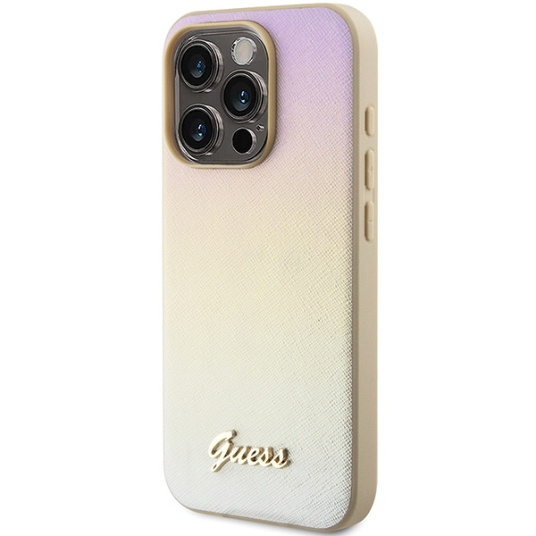 Etui Guess GUHCP14LPSAIRSD iPhone 14 Pro 6.1" złoty/gold hardcase Saffiano Iridescent Script Case