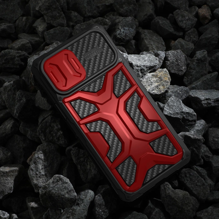 Nillkin Adventurer Case etui do iPhone 13 Pro Max pancerny pokrowiec z osłoną na aparat czerwony