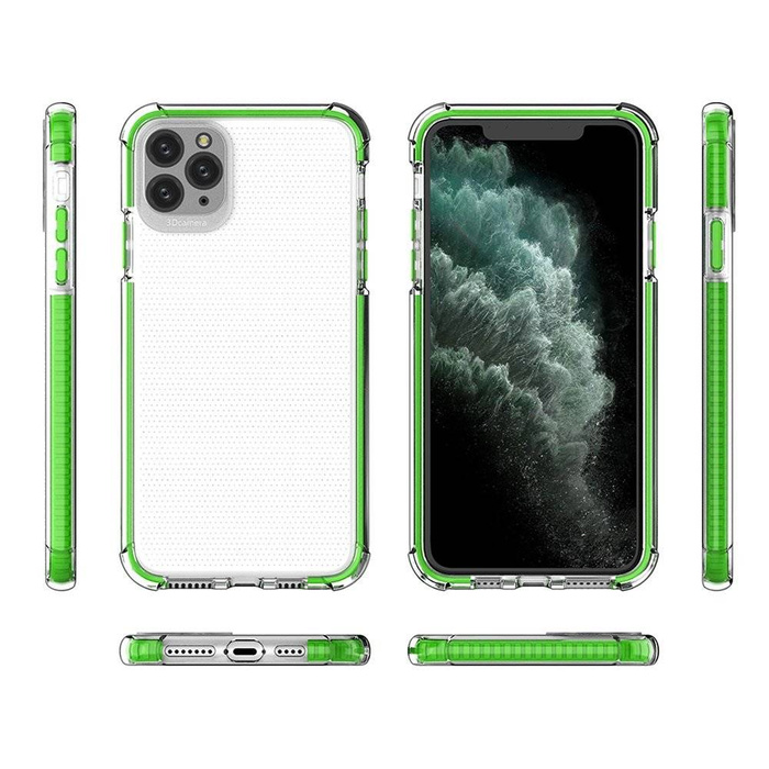 Spring Armor żelowy elastyczny pancerny pokrowiec z kolorową ramką do iPhone 11 Pro Max czerwony