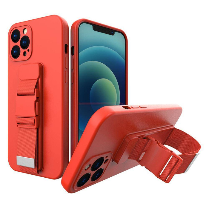 ETUI Rope Case silikonowe etui ze smyczą torebka smycz pasek do Xiaomi Poco M4 Pro 5G czerwony CASE