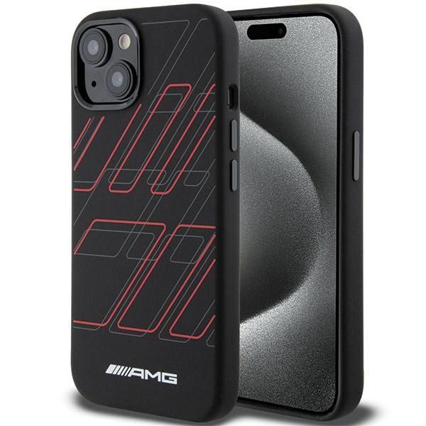 Etui AMG AMHMP15S23SSPK iPhone 15 / 14 / 13 6.1" czarny/black hardcase Silicone Large Rhombuses Pattern MagSafe Case