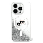 Etui Karl Lagerfeld iPhone 16 Pro 6.3" hardcase transparent Liquid Glitter Karl&Choupette Head Magsafe