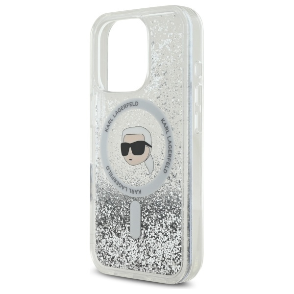 Etui Karl Lagerfeld iPhone 16 Pro Max 6.9" hardcase transparent Liquid Glitter Karl Head Magsafe