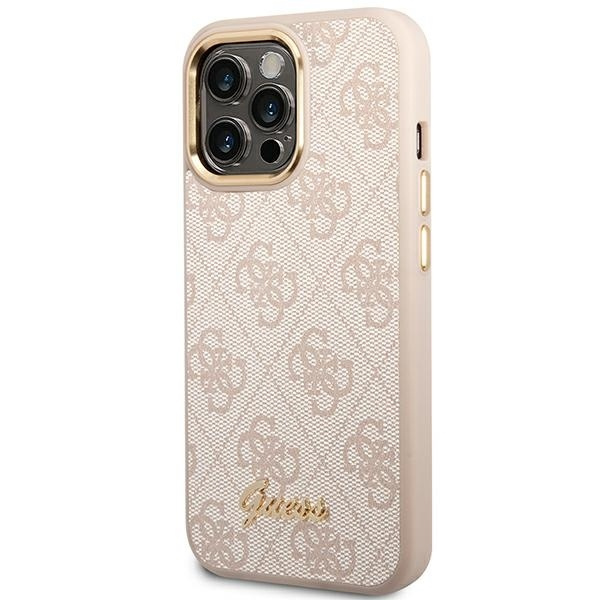 Etui GUESS Apple iPhone 14 Pro 4G Vintage Gold Logo Różowy Hardcase