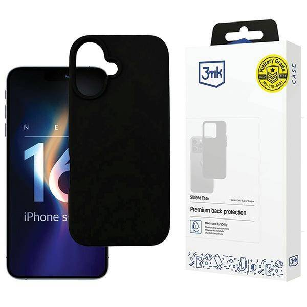 Etui 3MK Silicone Case iPhone 16 6.1" czarny/ black