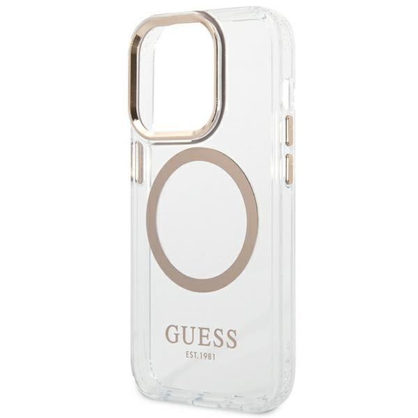 Etui Guess iPhone 14 Pro 6,1" złoty/gold hard case Metal Outline Magsafe