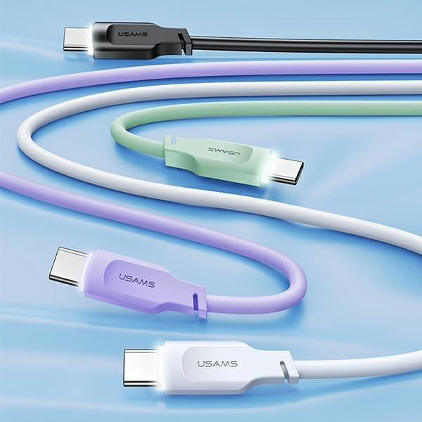 USAMS Kabel USB-C na USB-C PD Fast Charging 1,2m 100W Lithe Series purpurowy/purple SJ567USB03 (US-SJ567)