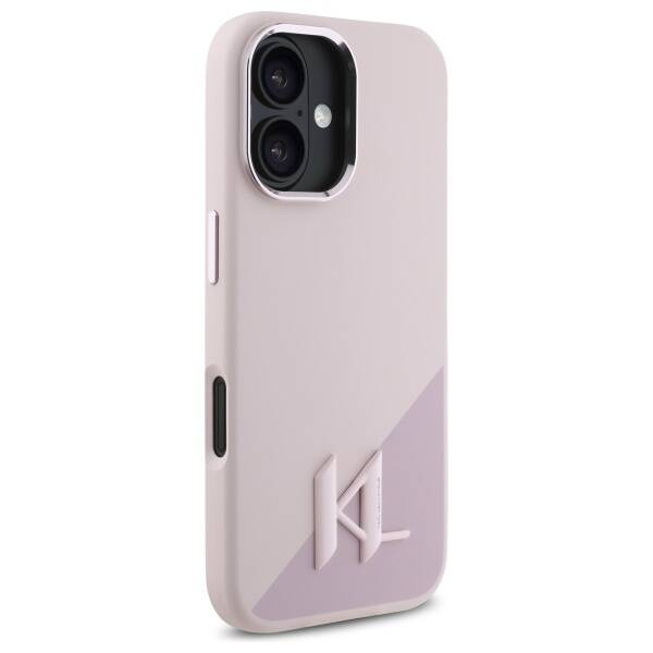 Etui Karl Lagerfeld iPhone 16 6.1" różowy/pink hardcase Silicone Shadow Metal Initial MagSafe