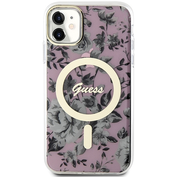 Etui Guess GUHMN61HCFWSP iPhone 11 / Xr 6.1" różowy/pink hardcase Flower MagSafe Case