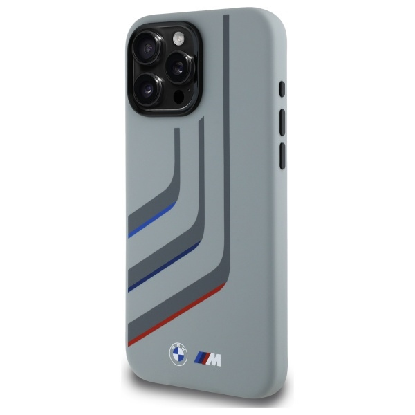 Etui BMW iPhone 16 Pro Max  szary/grey hardcase Silicone Turning Lines MagSafe