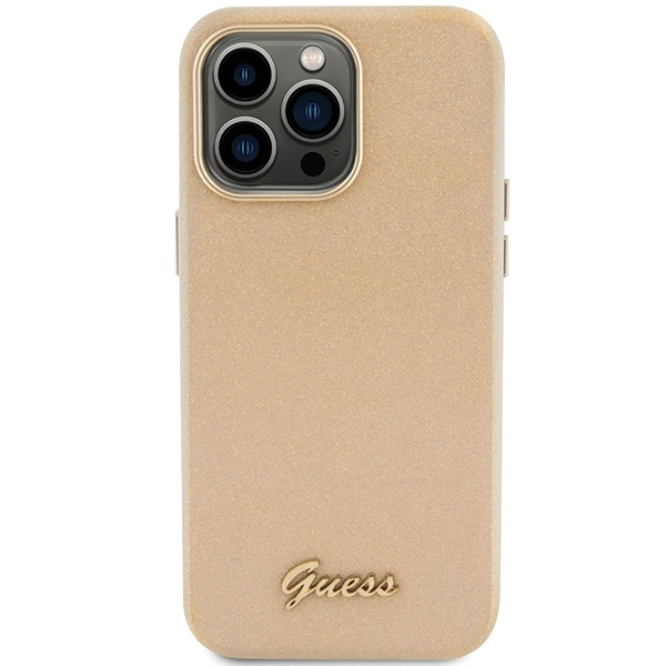 Etui Guess GUHCP15XPGMCSD iPhone 15 Pro Max 6.7" złoty/light gold hardcase Glitter Glossy Script