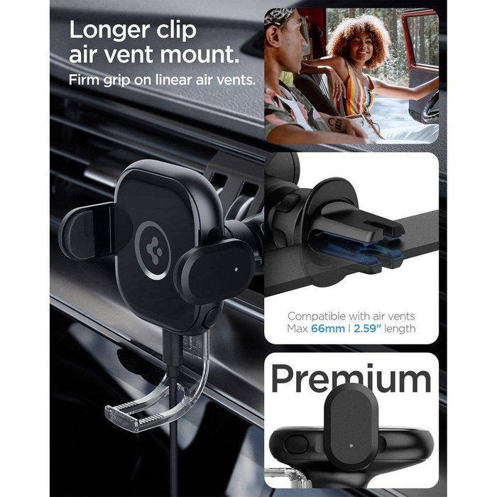 Uchwyt Spigen Uts12w Onetap Universal Vent Car Mount Wireless Charger Black