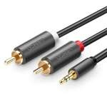 Przewód UGREEN AV102 2x RCA (Cinch) jack 3.5 mm 10m (czarny)