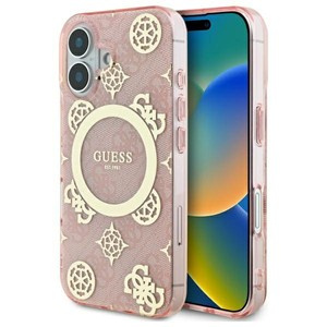 Etui Guess iPhone 16 6.1" różowy/pink hardcase IML Peony On 4G Background MagSafe