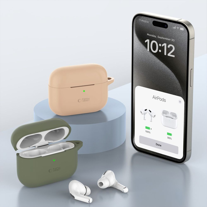 TECH-PROTECT SILICONE HOOK APPLE AIRPODS PRO 1 / 2 CAFE LATTE